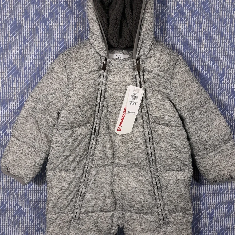 Baby GAP ColdControl Ultra Max Primaloft Hooded Bear Ear Snowsuit Gray 18-24M